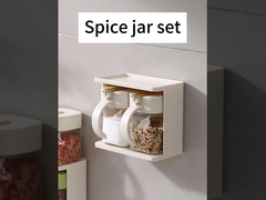 Dayanıklı 2 ızgara açık baharatlı cam konteyner kavanozları tutma ve kaşıklı